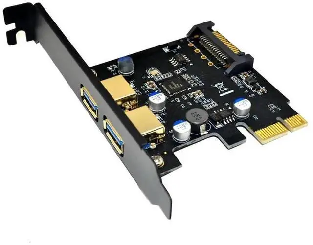 Alt view image 2 of 3 - PCI-E USB 3.0 2-Port Expansion Card 5Gbps Adapter With SATA Power Supply For Desktop PC