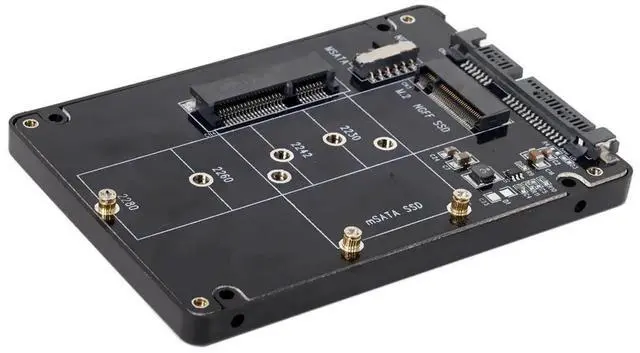 Main image of M.2 NGFF B-Key + mSATA to SATA 3.0 Adapter Enclosure With Power Switch Dual SSD Converter
