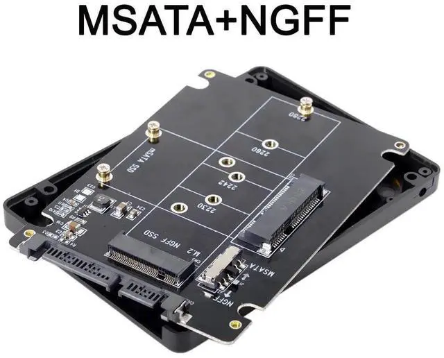 Alt view image 5 of 7 - M.2 NGFF B-Key + mSATA to SATA 3.0 Adapter Enclosure With Power Switch Dual SSD Converter