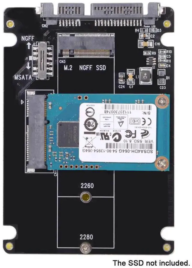 Alt view image 2 of 7 - M.2 NGFF B-Key + mSATA to SATA 3.0 Adapter Enclosure With Power Switch Dual SSD Converter