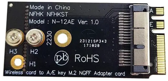 Alt view image 6 of 7 - BCM94360CS2 BCM943224PCIEBT2 Airport Card to M.2 NGFF A/E Key Wireless Adapter Converter