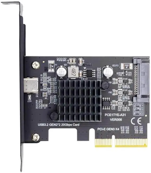 Alt view image 4 of 7 - PCI-E X4 USB 3.2 Gen2 Type-C Expansion Card 20Gbps USB-C Adapter For Desktop Motherboard