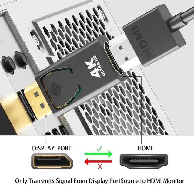 Alt view image 4 of 7 - 3 Pack Uni-Directional DP Male to HDMI Female Adapter Support 4K@30Hz For PC Laptop Monitor TV Home Office Gaming Streaming
