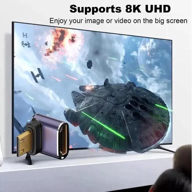 Alt view image 3 of 6 - 2 Pack 90° Right Angle Mini HDMI Male to Standard HDMI Female Adapter Support 8K Up/Down Elbow Connector For Raspberry Pi Zero DSLR Camera Camcorder HDTV Projector