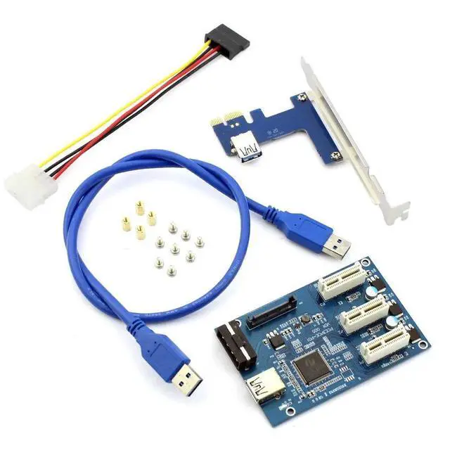 Alt view image 6 of 7 - PCIe 1X to 3 PCIe 1X Slots Riser Card, Mini ITX External 3-Port PCIe Port Multiplier Adapter