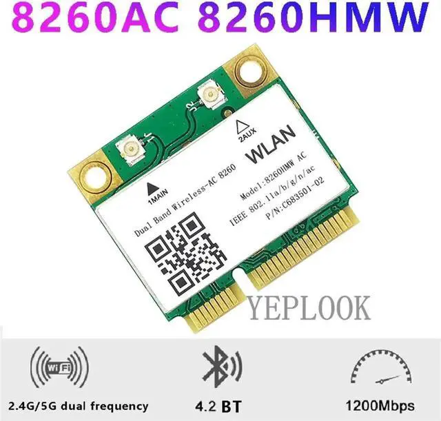 Alt view image 4 of 5 - Wireless-AC 8260NGW Mini PCI-E WiFi Card, Dual Band 2.4G/5GHz 300+867Mbps WiFi Bluetooth 4.2 Network Adapter
