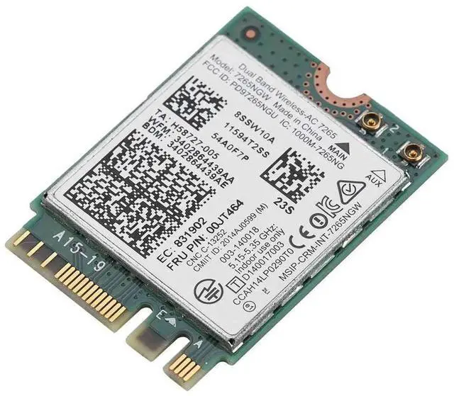 Alt view image 5 of 7 - NGFF M.2 AC7265 WiFi Card, Dual Band 2.4G+5GHz Wireless Adapter with Bluetooth, 802.11 a/b/g/n/ac Standard
