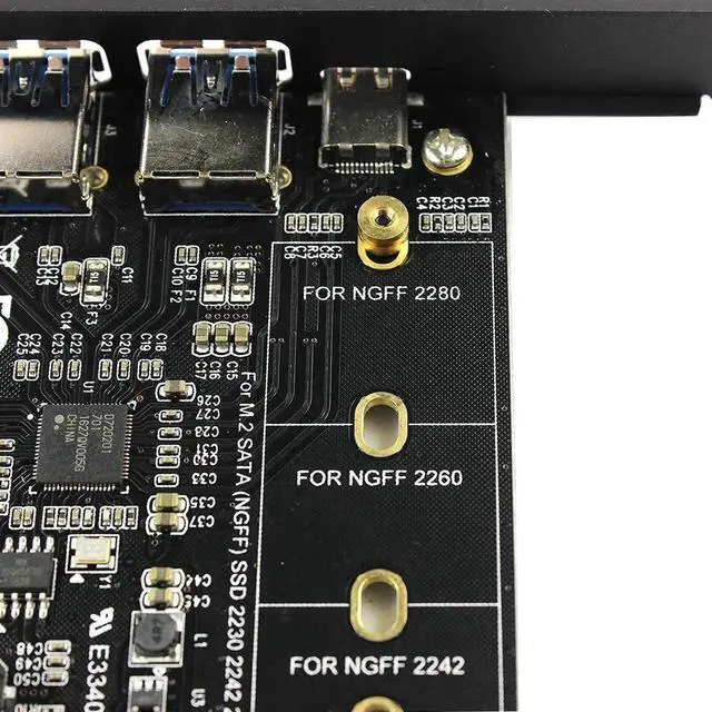 Alt view image 3 of 6 - M.2 B Key SATA SSD PCIe 3.0 Adapter Card with 2 USB3.0 + Type-C Port, Support 2230 2242 2260 2280 NGFF Drives