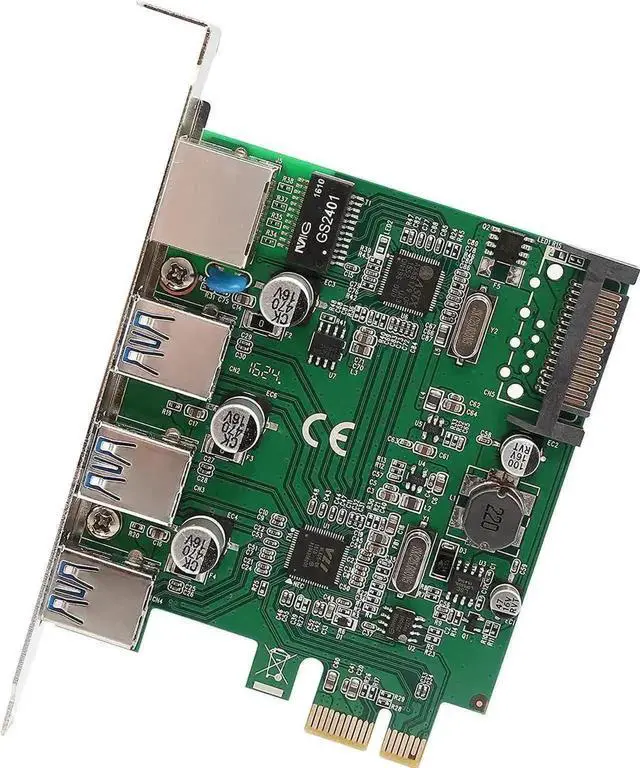 Alt view image 4 of 5 - SD-PEX50100 PCIe 2.0 x1 Combo Card, 3-Port USB 3.1 Gen1 + Gigabit Ethernet LAN Adapter