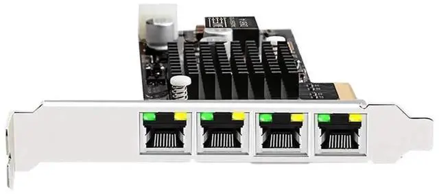 Alt view image 3 of 5 - 4-Port PCIe x4 POE Gigabit Ethernet Card, Intel I350 Chip Quad RJ45 10/100/1000Mbps POE NIC for Server & Surveillance