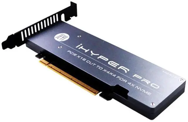 Alt view image 3 of 6 - iHyper-Pro PCIe 4.0 x16 to 4×M.2 NVMe Expansion Card, M-Key 2280 SSD Adapter, 32Gbps Per Drive, Intel VROC NVMe RAID Supported