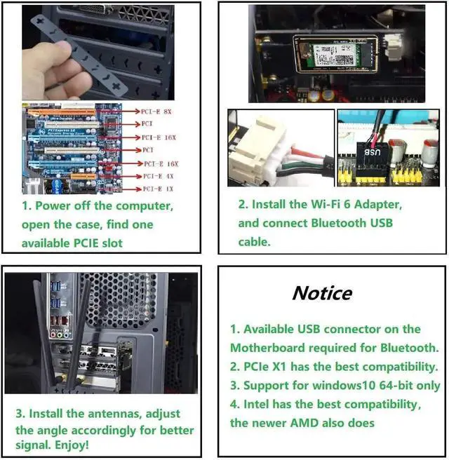 Alt view image 6 of 6 - AX5400 WiFi 6E PCIe Wireless Card Intel AX210 Chip Bluetooth 5.3 Tri-Band 6G/5.8G/2.4G 802.11AXE Adapter OFDMA MU-MIMO WPA3 Low Latency for Windows 10/11 64-bit