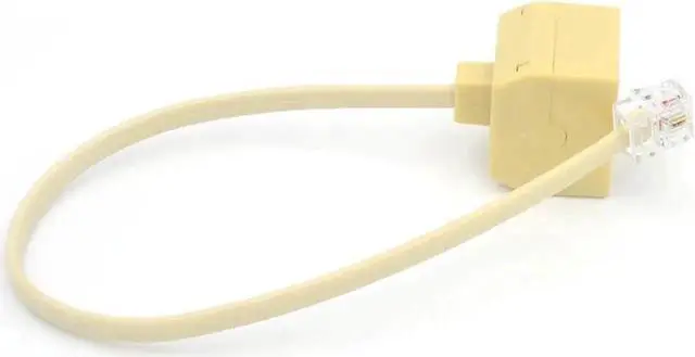 Alt view image 3 of 4 - 6P4C RJ11 Splitter Adapter, 1 Male to 2 Female 6P4C Telephone Line Splitter, 2 Way RJ11 Phone Jack Converter, Beige
