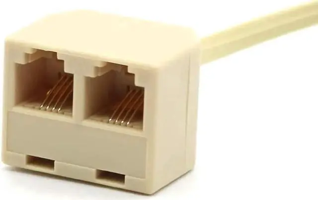 Alt view image 4 of 7 - 2 Pack RJ11 6P4C Telephone Splitter, 1 Male to 2 Female Landline Phone Line Adapter Separator Cord for Home Office Phones Fax Modems