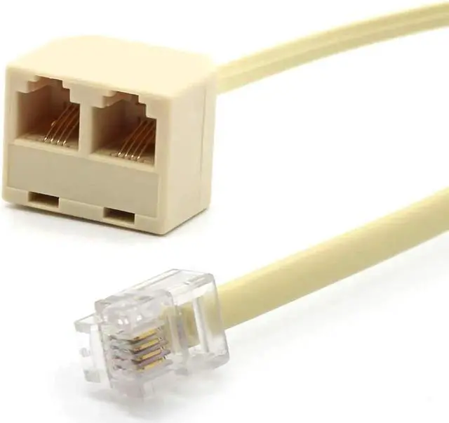 Alt view image 7 of 7 - 2 Pack RJ11 6P4C Telephone Splitter, 1 Male to 2 Female Landline Phone Line Adapter Separator Cord for Home Office Phones Fax Modems
