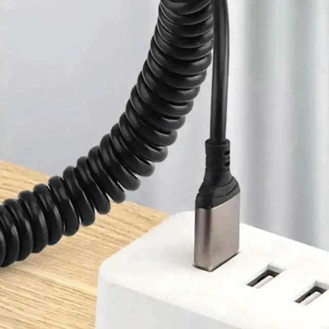Alt view image 3 of 3 - 6A High Current Spring USB to USB C Fast Charging Cable, Retractable Spring Type-C Charger Wire for USB-C Devices