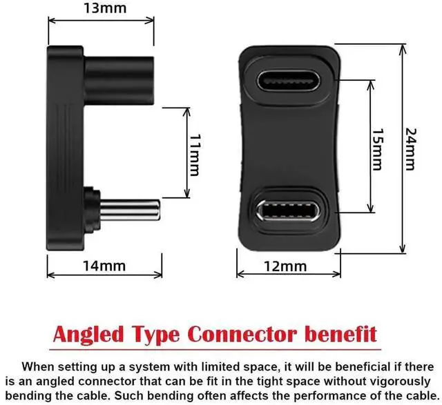 Alt view image 7 of 7 - U-Shaped Right Angle USB 3.0 Type-C Male to Female Adapter, 10Gbps Data Video Power Converter Back Angled Connector for Steam Deck Phones Laptops