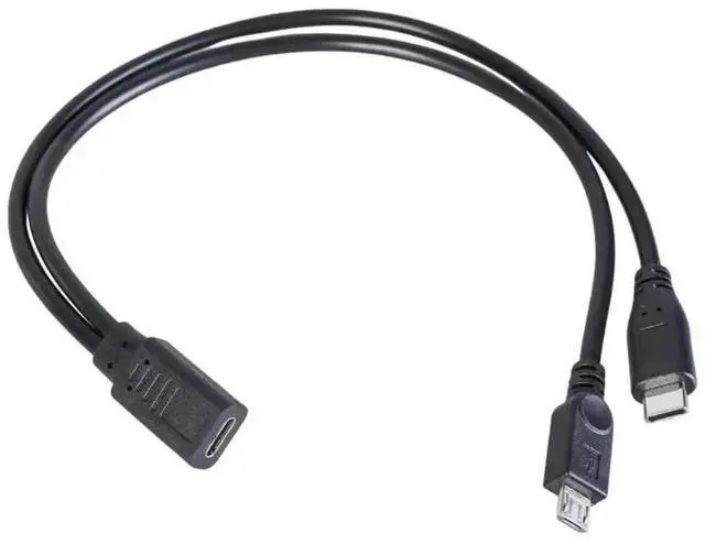 Main image of 2 in 1 Type-C Female to Micro USB & Type-C Male Charging Cable, Dual Output Charger Cord Compatible with Redmi Smartphones