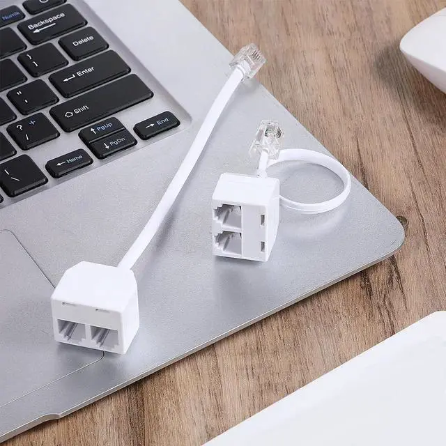 Alt view image 2 of 7 - 2 Pack White RJ11 6P4C Telephone Splitter, 1 Male to Dual Female 2-Way Landline Phone Jack Separator Adapter for Phones & Fax Machines