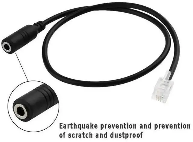 Alt view image 2 of 4 - RJ9 4P4C Male to 3.5mm Female Headset Adapter Cable, 3.5 Jack to RJ9 Cord Compatible with Avaya Desk Phones