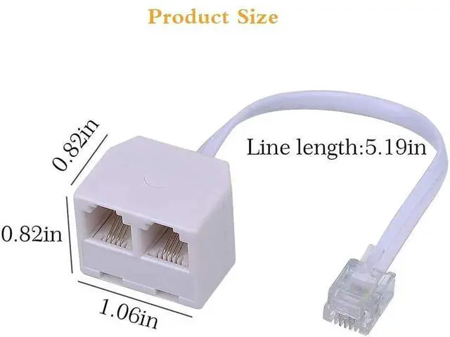 Alt view image 2 of 6 - 3 Pack RJ11 6P4C 2-Way Telephone Splitter, 1 Male to Dual Female Landline Phone Jack Separator Adapter for Phones & Fax Machines