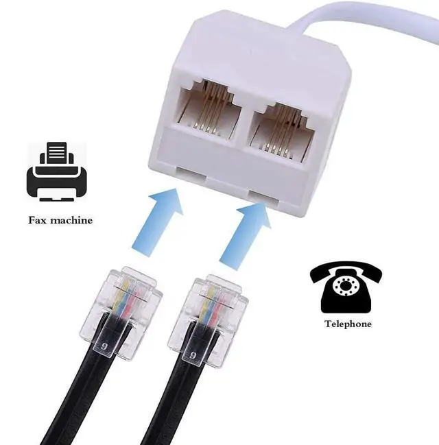 Alt view image 3 of 6 - 3 Pack RJ11 6P4C 2-Way Telephone Splitter, 1 Male to Dual Female Landline Phone Jack Separator Adapter for Phones & Fax Machines