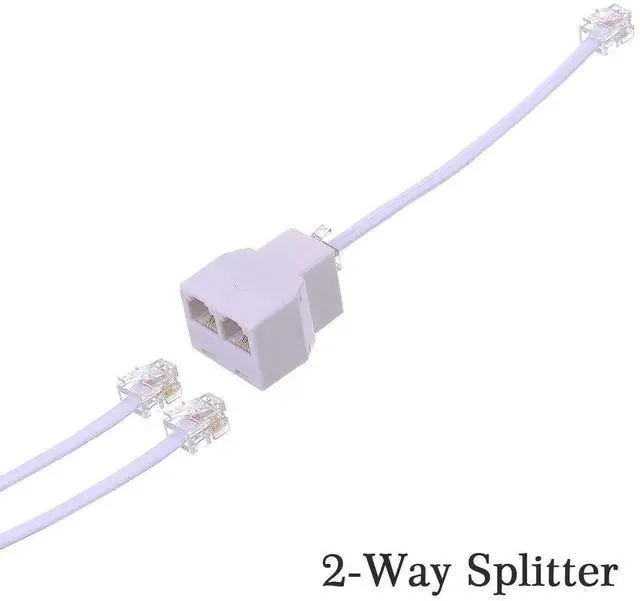 Alt view image 6 of 6 - 3 Pack RJ11 6P4C 2-Way Telephone Splitter, 1 Male to Dual Female Landline Phone Jack Separator Adapter for Phones & Fax Machines