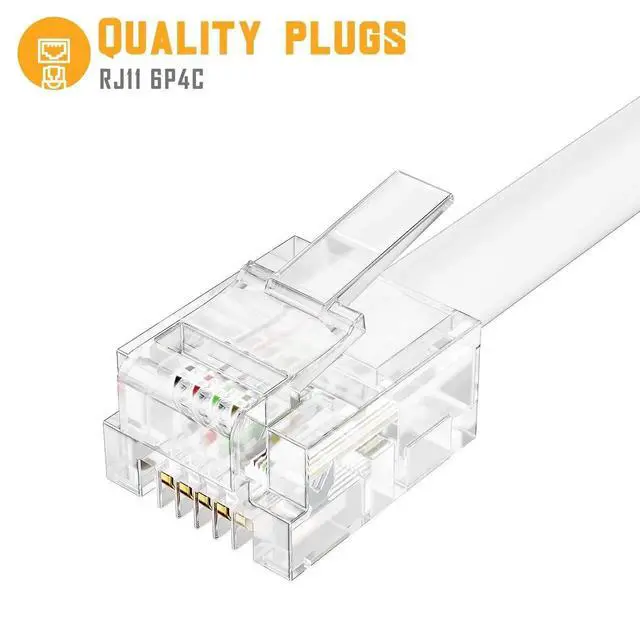 Alt view image 2 of 6 - 2 Pack White RJ11 6P4C 2-Way Telephone Splitter, 1 Male to Dual Female Landline Phone Jack Separator Wall Adapter for Phones & Fax Machines