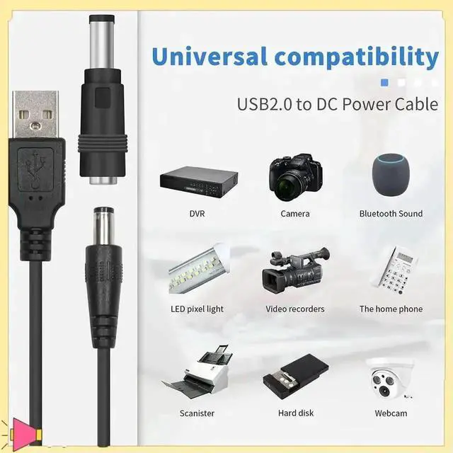 Alt view image 3 of 4 - USB to DC 5V Power Cable with 13 Interchangeable DC Plugs, 5.5*2.1mm Main Jack Multi Tips DC Charging Power Cord for Small Electronics