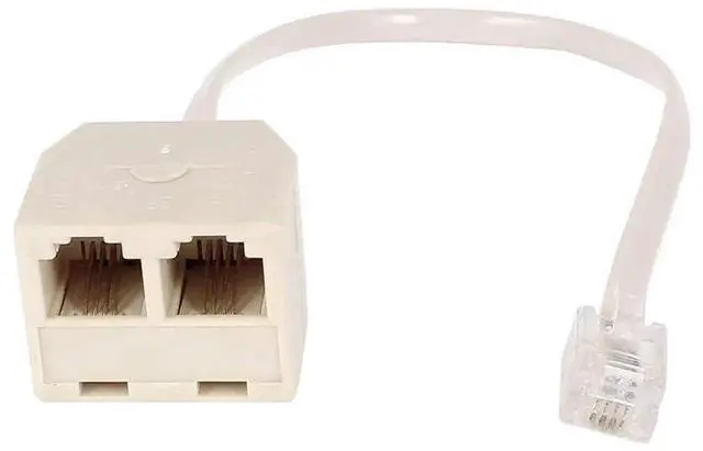 Alt view image 5 of 6 - 3 Pack Beige RJ11 6P4C 2-Way Telephone Splitter, 1 Male to Dual Female Landline Phone Separator Wall Adapter