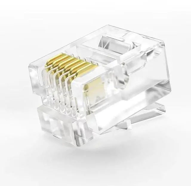 Alt view image 3 of 7 - 20 Pack RJ12 6P6C Modular Telephone Plugs, 3-Prong Contacts Modular Connectors for Solid & Stranded Landline Phone Cables