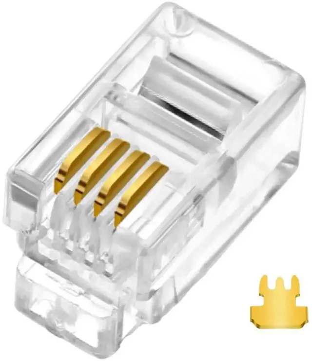 Main image of 20 Pack RJ9 4P4C Modular Telephone Plugs, RJ9/RJ10/RJ22 Universal Modular Connectors for Landline Handset Cables