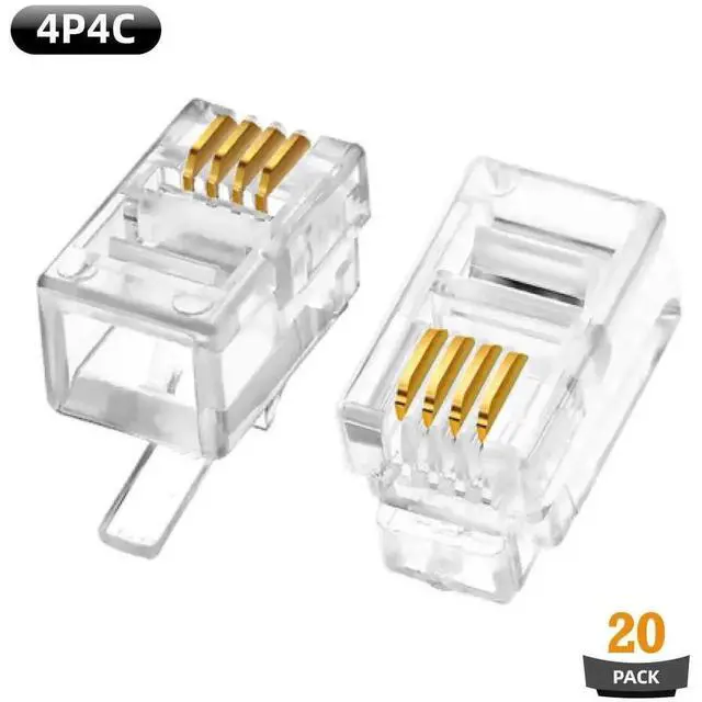 Alt view image 3 of 6 - 20 Pack RJ9 4P4C Modular Telephone Plugs, RJ9/RJ10/RJ22 Universal Modular Connectors for Landline Handset Cables