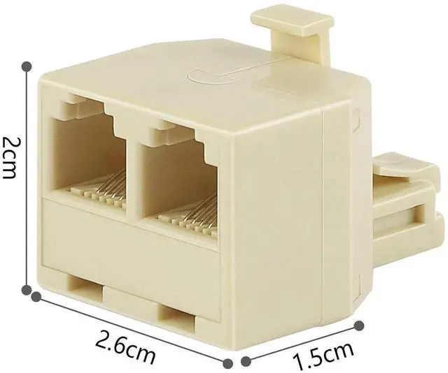 Alt view image 6 of 7 - 2 Pack Cream RJ11 Duplex Wall Jack Splitter, 1 Male to Dual Female 2-Way Landline Phone Modular Adapter for Phones & Fax Machines