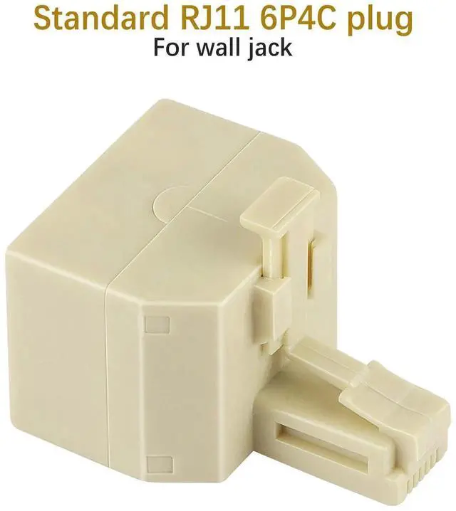 Alt view image 5 of 7 - 2 Pack Cream RJ11 Duplex Wall Jack Splitter, 1 Male to Dual Female 2-Way Landline Phone Modular Adapter for Phones & Fax Machines