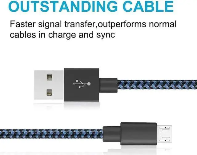 Alt view image 7 of 7 - 3 Pack Blue 3FT Nylon Braided Micro USB Cables, High Speed Charging & Data Sync Cord Compatible with Samsung Galaxy LG Android Tablets