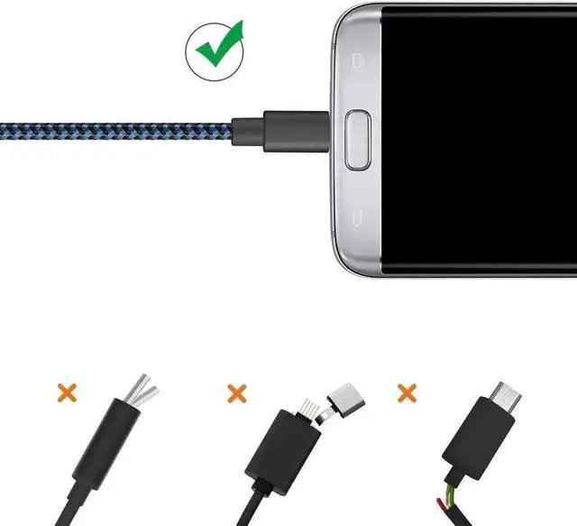 Alt view image 5 of 7 - 3 Pack Blue 3FT Nylon Braided Micro USB Cables, High Speed Charging & Data Sync Cord Compatible with Samsung Galaxy LG Android Tablets