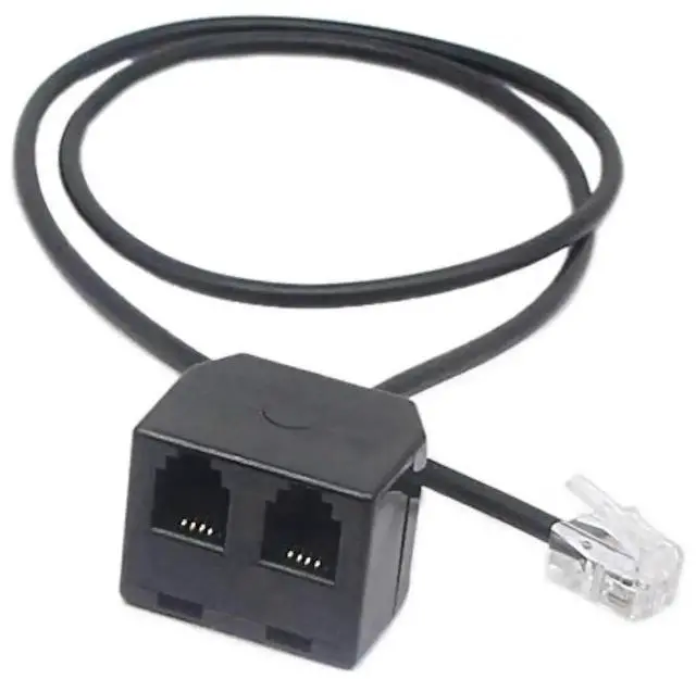 Alt view image 3 of 4 - 2 Pack RJ9 Y Splitter Training Adapter Cord, 1 Male to Dual Female RJ9 Headset Extension Cable Compatible with Office IP Desk Phones