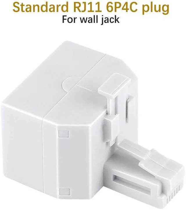 Alt view image 4 of 6 - 2 Pack White RJ11 Duplex Wall Jack Splitter, 1 Male to Dual Female 2-Way Landline Phone Modular Adapter for Phones, Fax & Cordless Phones