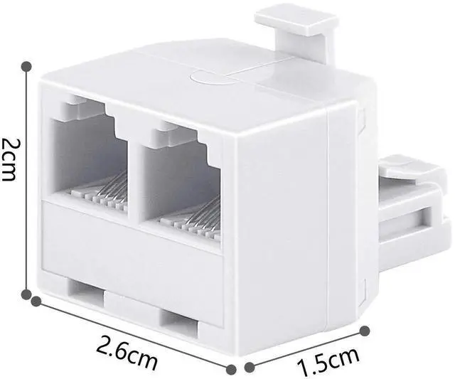 Alt view image 5 of 6 - 2 Pack White RJ11 Duplex Wall Jack Splitter, 1 Male to Dual Female 2-Way Landline Phone Modular Adapter for Phones, Fax & Cordless Phones