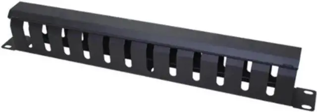 Main image of 19 Inch 1U Horizontal Rack Cable Management Panel, 12 Slots Metal Finger Duct Wire Organizer with Removable Cover for Server Rack