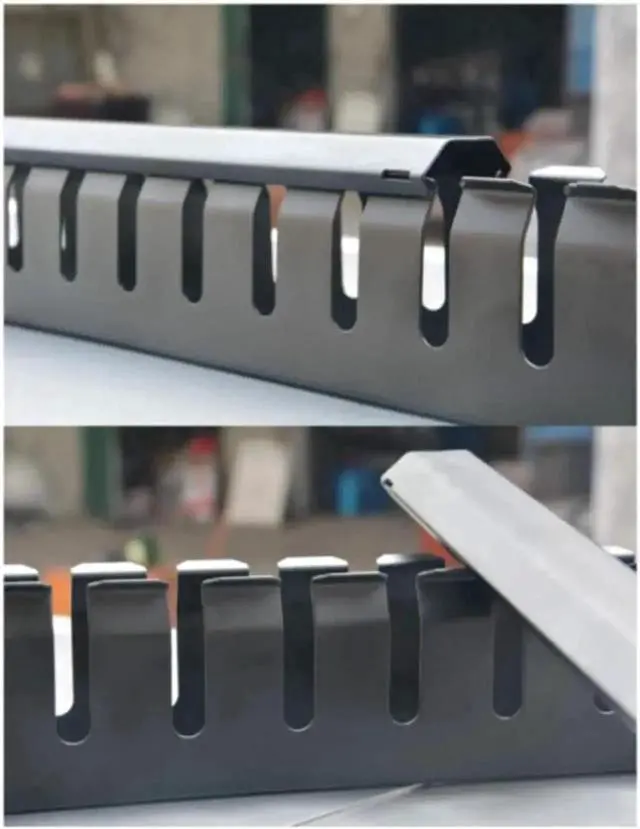 Alt view image 3 of 3 - 19 Inch 1U Horizontal Rack Cable Management Panel, 12 Slots Metal Finger Duct Wire Organizer with Removable Cover for Server Rack