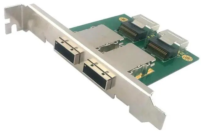 Alt view image 6 of 7 - Mini SAS 2 SFF-8088 External to Dual SFF-8087 Internal Adapter Card with Mount Bracket for Server Storage RAID