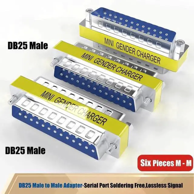 Alt view image 2 of 4 - 6 Pack DB25 25Pin Male to Male Gender Changer Coupler RS232 Serial Connector Adapter
