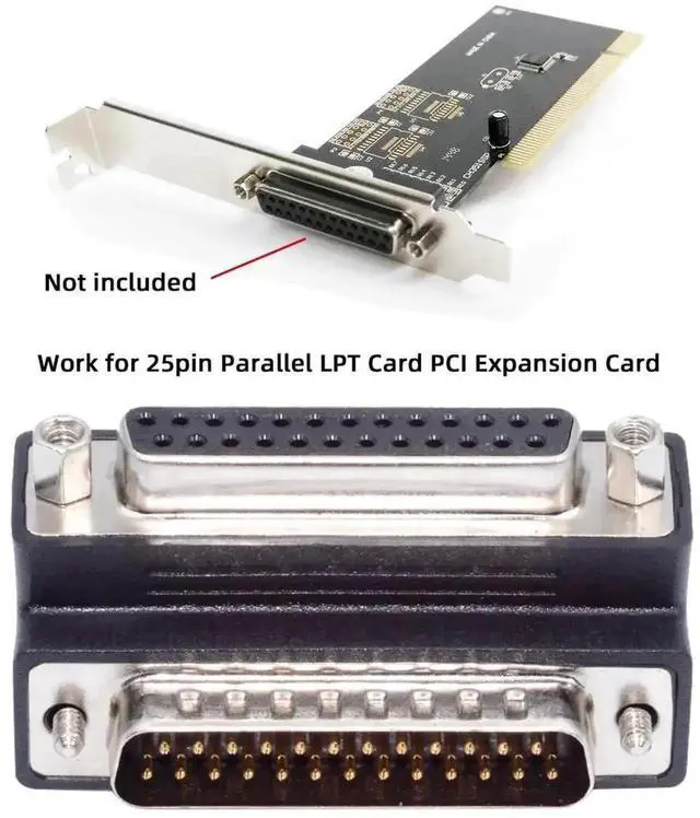 Alt view image 7 of 7 - 90 Degree Up Angled DB25 Male to Female D-SUB Extension Coupler, LPT Parallel AES/EBU 25Pin Right Angle Adapter with Nut & Screw Lock