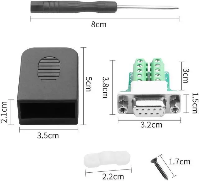Alt view image 3 of 7 - 1 Pair Type A DB9 Male & Female RS232 Breakout Module, 9Pin D-SUB Solderless Terminal Serial Signal Adapter with Protective Housing & Lock Nuts