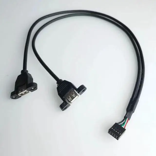 Alt view image 6 of 6 - 30cm Motherboard USB 2.0 9 Pin Header to Dual USB Type A Female Adapter Cable, Internal Front Panel USB Expansion Cord with Screw Mount Holes, 480Mbps High Speed for Desktop PC Chassis Modding 30cm