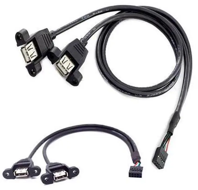 Main image of 30cm Motherboard USB 2.0 9 Pin Header to Dual USB Type A Female Adapter Cable, Internal Front Panel USB Expansion Cord with Screw Mount Holes, 480Mbps High Speed for Desktop PC Chassis Modding 30cm