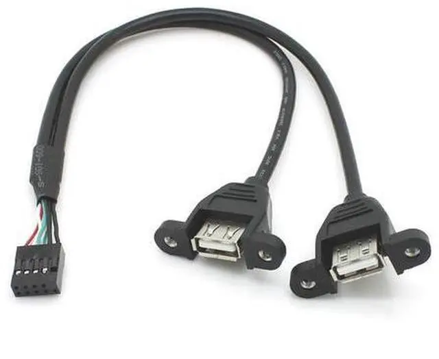 Alt view image 5 of 6 - 30cm Motherboard USB 2.0 9 Pin Header to Dual USB Type A Female Adapter Cable, Internal Front Panel USB Expansion Cord with Screw Mount Holes, 480Mbps High Speed for Desktop PC Chassis Modding 30cm