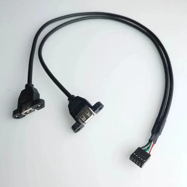 Alt view image 6 of 6 - 50cm Motherboard USB 2.0 9 Pin Header to Dual USB Type A Female Adapter Cable, Internal Front Panel USB Expansion Cord with Screw Mount Holes, 480Mbps High Speed for Desktop PC Chassis Modding 50cm